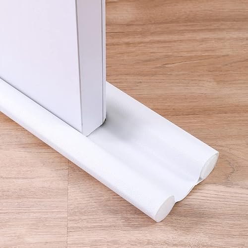 LALOCAPEYO 1 Pack Under Door Draft Stopper, Washable Removable Double Side Weather Stripping Window Breeze Blocker Adjustable Sweeps （96CM） (White)