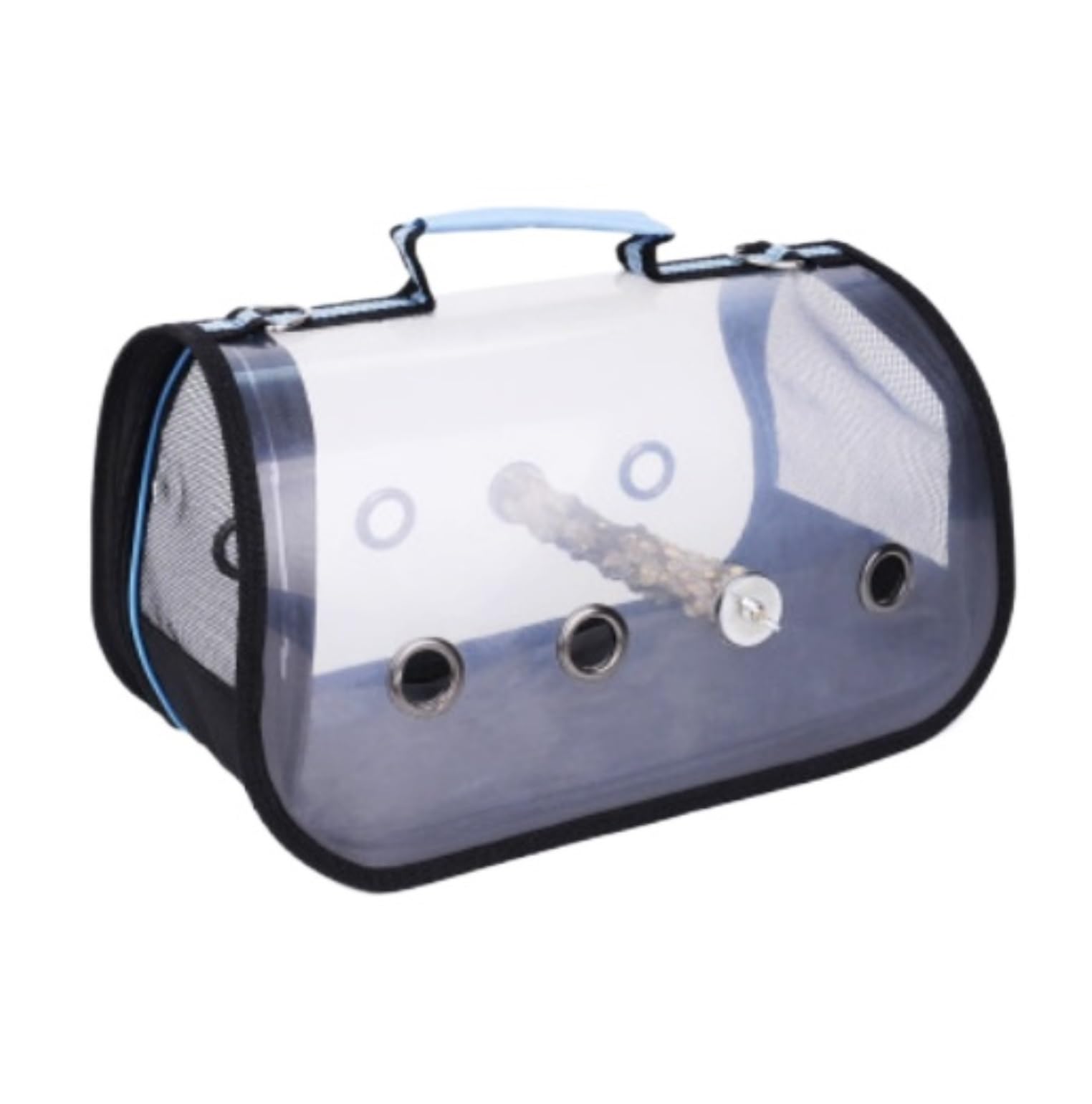 Jaula de pájaros, Jaulas Portátiles para Pájaros, Portador Transparente para Pájaros, Jaula para Pájaros De Viaje Transpirable, Portador Ligero para Casa De Pájaros Perchas de Descanso(Blue,M)