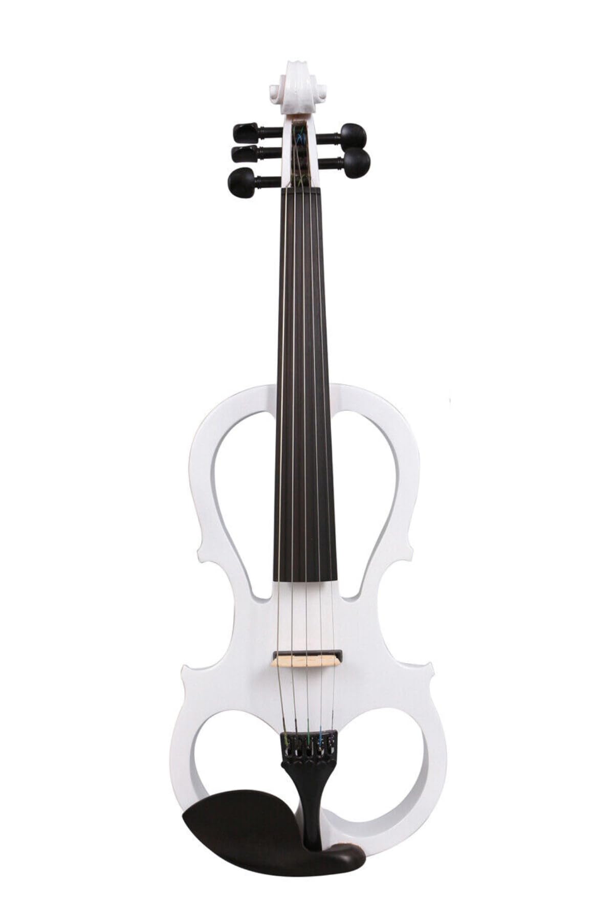 Violín eléctrico de tamaño Completo, Cuerpo de Madera Maciza, herrajes de ébano, silencioso, con Estuche, Arco y Cable, para Principiantes, Estudiantes y Adultos, Estilo EV5 (Azul) (Blanco,