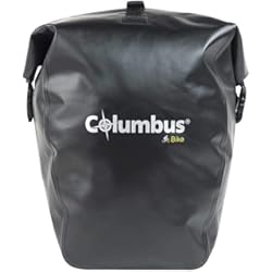 COLUMBUS Mochila Alforja para Bicicleta de Montaña BTT de PVC Impermeable para Colocar en el Portaequipaje. Sistema de Cierre Enrollable. Capacidad 20 Litros. Color Negro.
