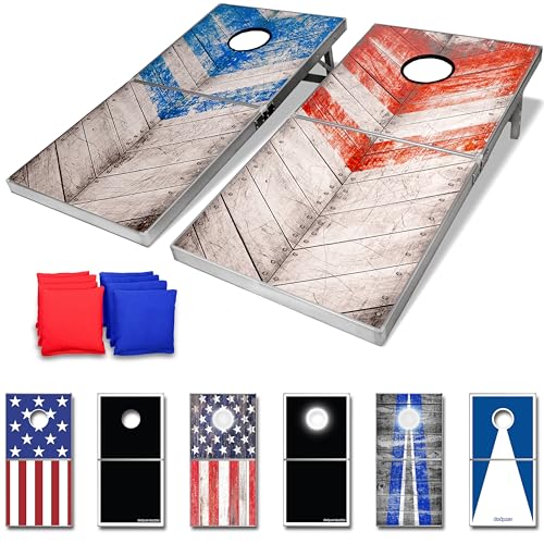 Image of GoSports 4 x 2 ft Ultra Portable Cornhole Board Set - Choose LED Lights or Standard - Regulation Size Corn Hole Games for Adults, Perfect for Tailgating and Camping - Includes 8 Bean Bags & Rules