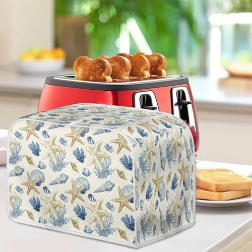Image of Talayituse Srarfish Conch Coral Print Toaster Cover 4 Slice Wide Slot, Lightweight Dust Protection Washable Appliance Bag Bread Maker Cover, M