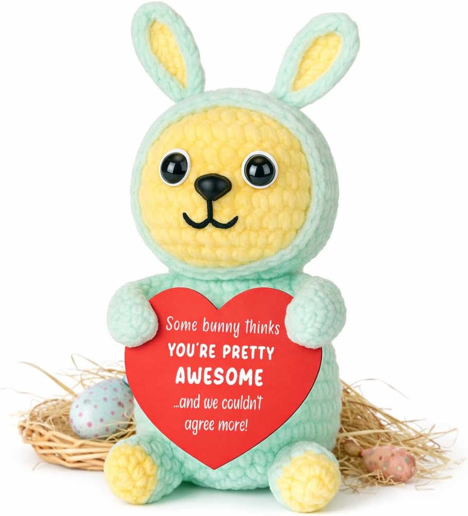 Xinezaa Mothers Fathers Granduation Day Gifts for Daughter Son, Room Decorations Bunny Stuffed Animal, Buddies from Mom, Grandkids Granddaughter Grandson Birthday Crochet Gift Decor
