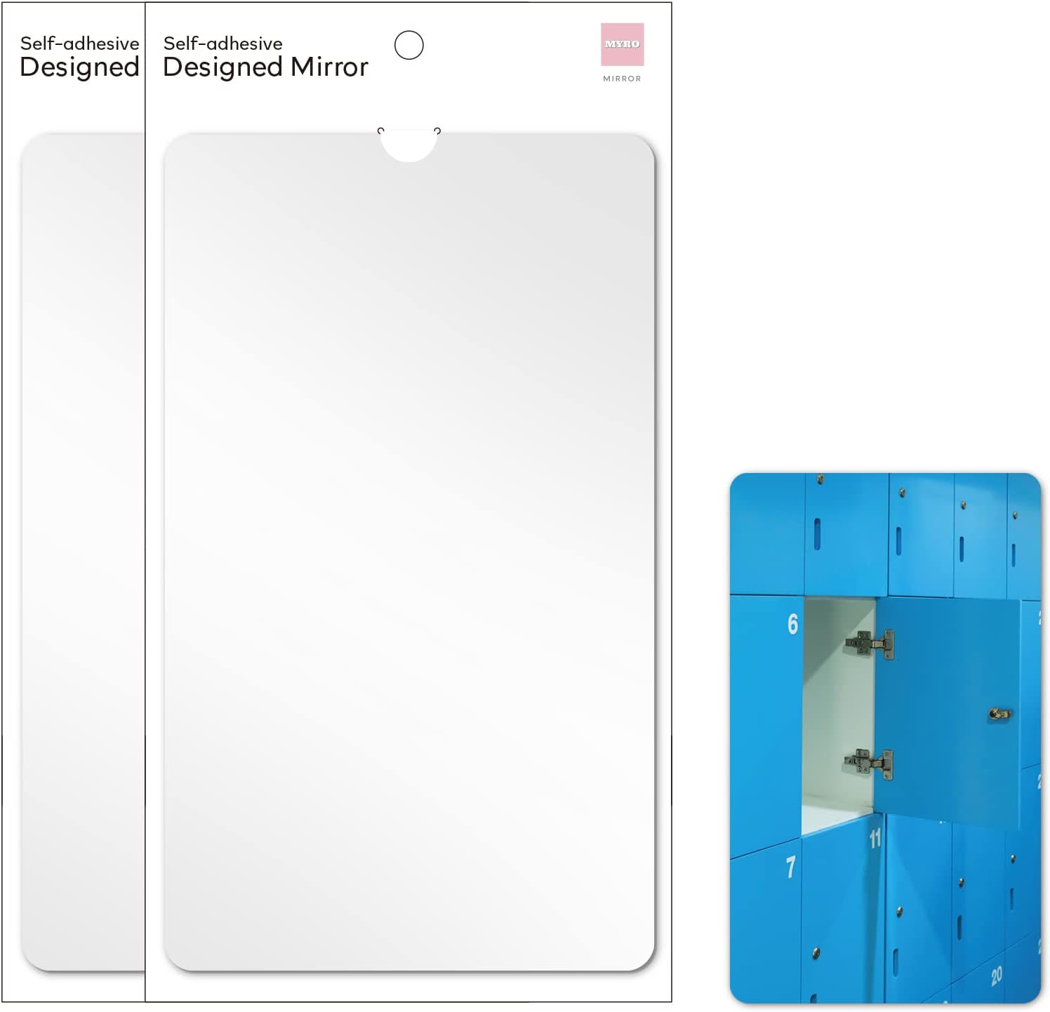 2PCS MYRO SelfAdhesive Designed Mirror 7" x 12