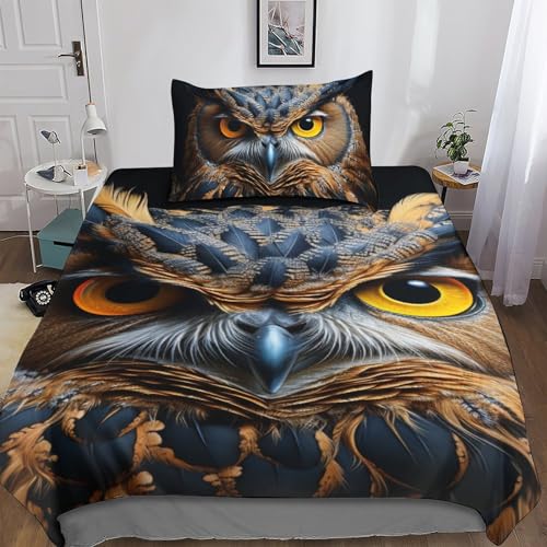 Ensemble housse de couette hibou imprimé 3D pour chambre d'adolescent - 6