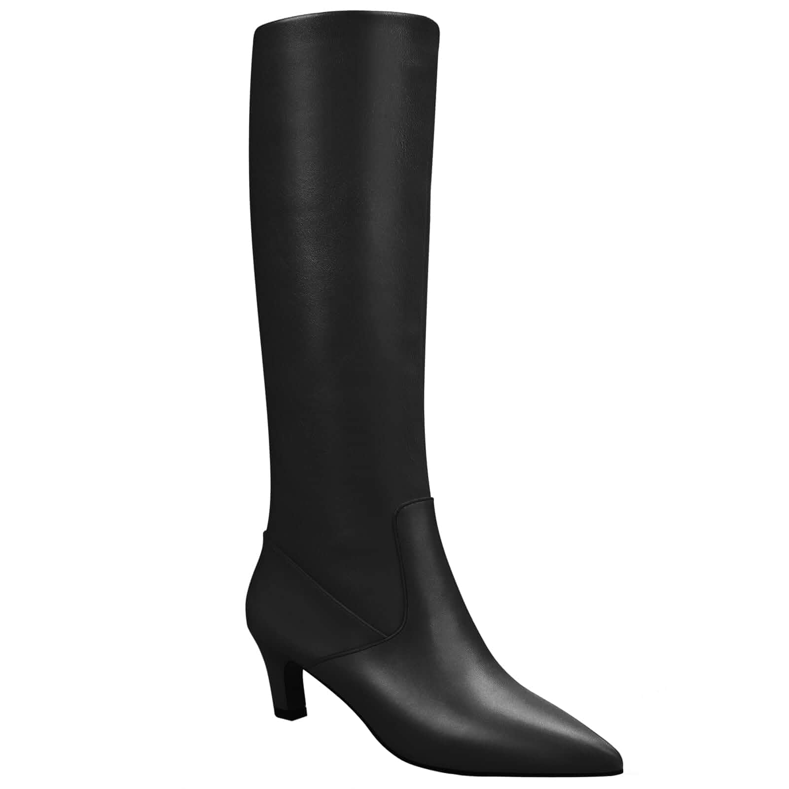 Women's Kitten Heel Knee High Boots, Pointed Toe Fall Tall Boots 2.36" Low Kitten Heel, Side Zipper Long Boots for Office, Dates, Weddings & Everyday Outfits, Perfect for Fall & Winter