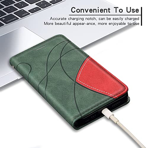 XINNI Protective Phone Case for Motorola Edge 50 Neo, PU/TPU Vintage Flip Leather Shockproof Cover Magnetic Book Style Wallet, Green - Image 2