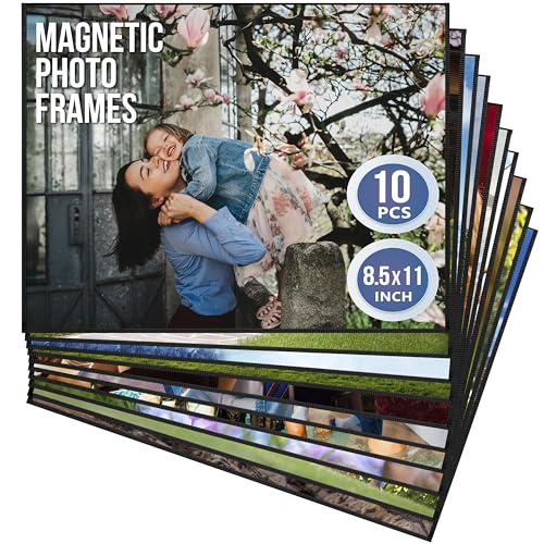 10 Pack Magnetic Picture Frames for Refrigerator - 8.5 x 11 in Magnet Picture Frames for Fridge - Magnetic Photo Sleeves - Locker Magnet Frame - 8.5x11 Magnetic Photo Pockets - Magnetic Picture Holder