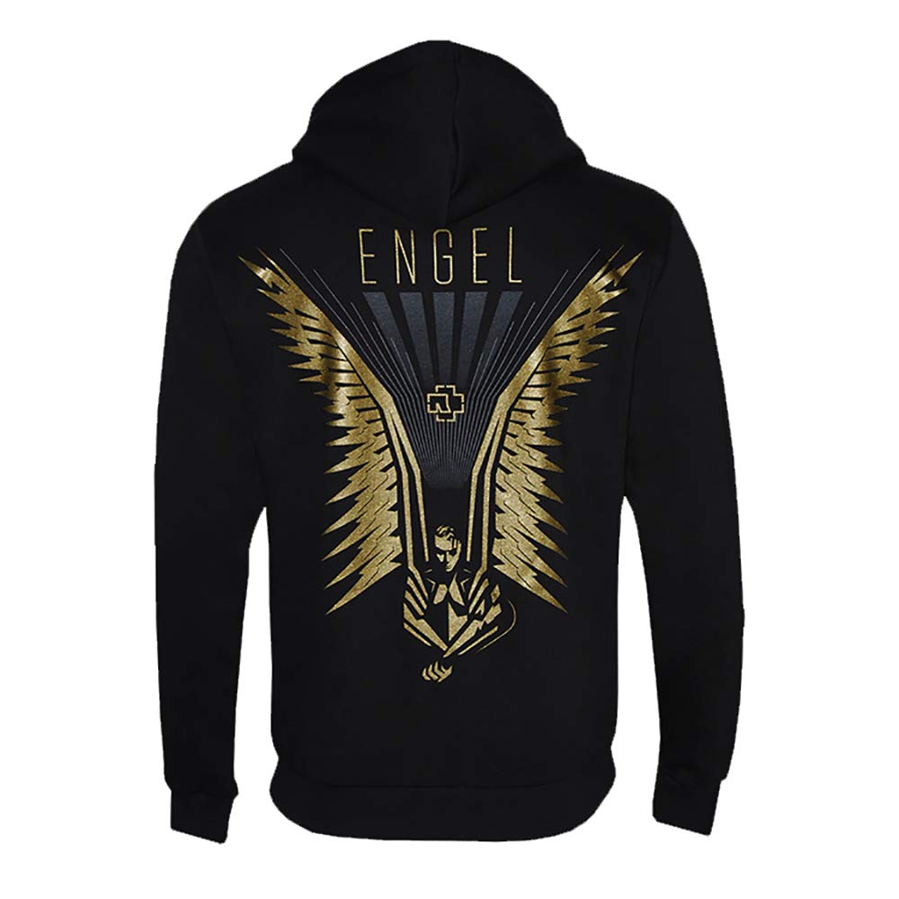 Rammstein Kapuzenjacke Flügel schwarz, Offizielles Band Merchandise Fan Zipper Rücken- und Ärmeldruck