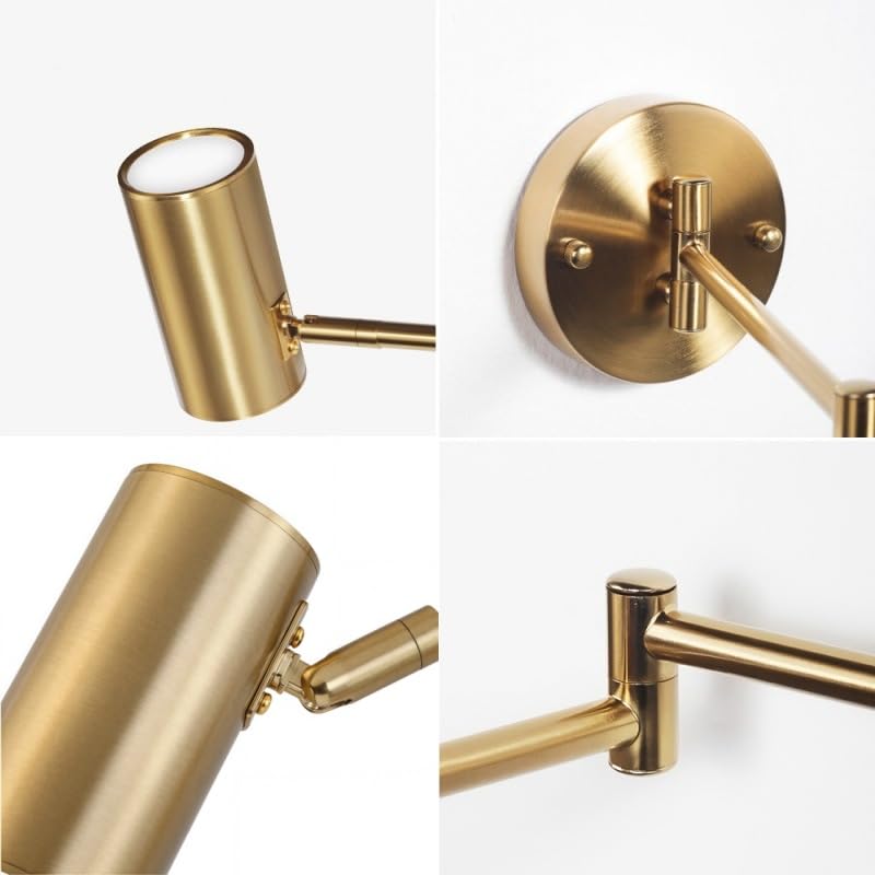 Image of Indoor Wall Light Adjustable Swing Arm 5W LED Metal Wall Lamp 3000K Warm White Retro Vintage Industrial Wall Sconce, for Living Room Bedroom Hallway Corridor Stairs Hall, Gold