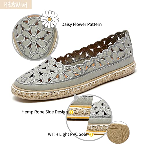 Image of HEAWISH Women's Ballet Flat Daisy Round Toe Dress Shoes Casual Slip On Rope Loafer