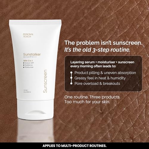Image of Personal Touch Sunscreen SPF50 PA++++ for Face | Sunstalker Korea 3 in 1 Formula | with Niacinamide | Tanning & Aging Defense | Lightweight No White Cast | Oil-Free, Acne Safe | 30 ml