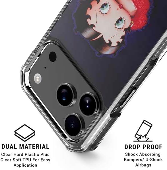 Skinit Clear Phone Case Compatible with iPhone 17 Pro Max - Officially Licensed Betty Boop Red Dress Design