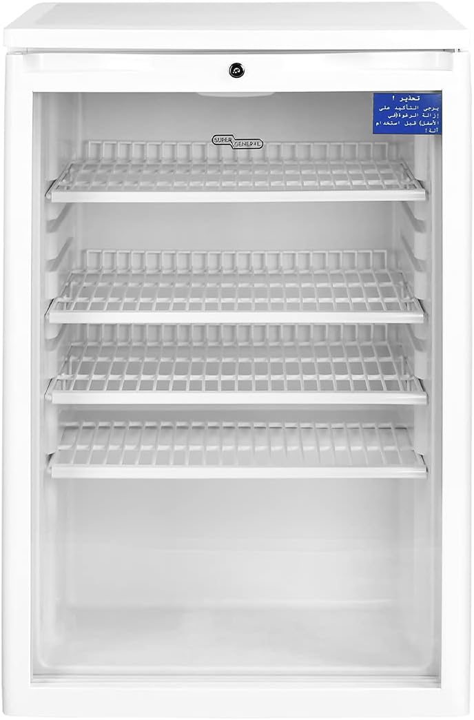 150 Liters Gross Compact Single-Door Chiller SGSC137, Upright Beverage-Showcase, Energy-saving, low-noise, W 55 cm x D 58 cm x 85 H cm, White, 1 Year Warranty