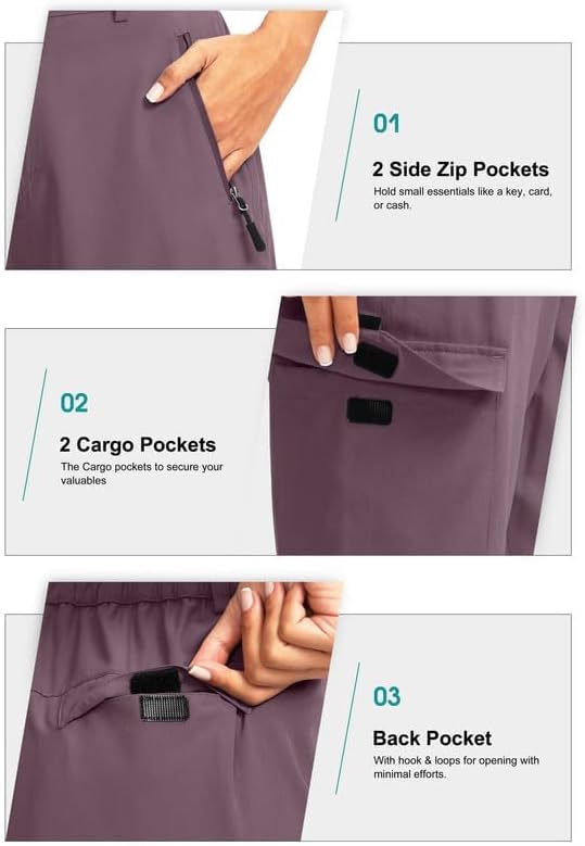 Miniatura 6 de Pantalones cortos largos de golf de 10 pulgadas para mujer, con 5 bolsillos, longitud a la rodilla, ligeros, de secado rápido, para mujer