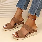 ☀☀☀ MATÉRIAU DES SANDALES PLATES --- Pantoufles en similicuir pour femmes, dessus en cuir durable et doux qui peut résister à des années de port. Matériau sans cruauté, sans danger pour les animaux. La semelle de la sandale absorbe la transpiration et offre une excellente résistance au glissement.