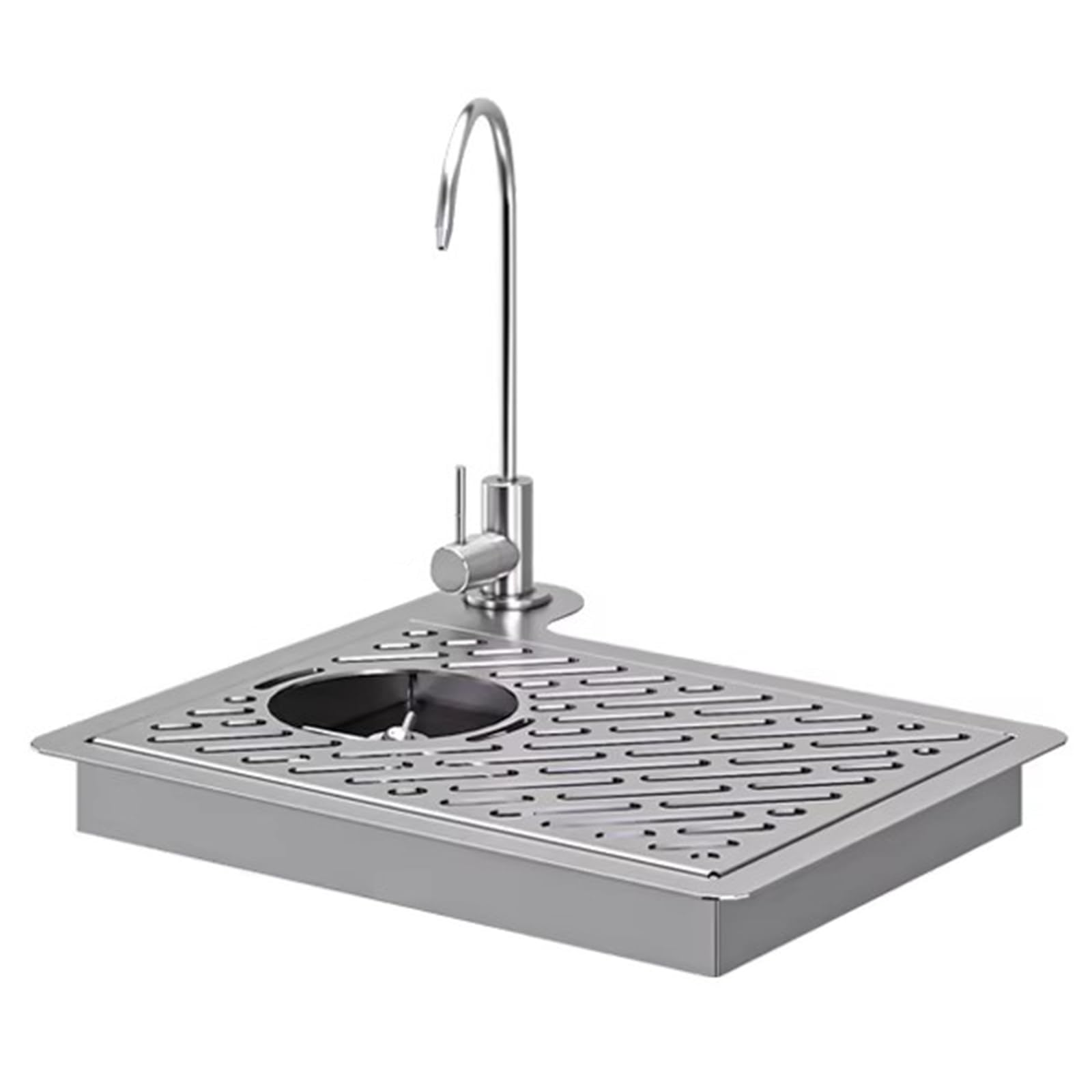 XNXYSMKJ Glass Rinser with Faucet,Stainless Steel Pitcher Rinser,Stainless Steel Recessed Countertop Cup Washer,Commercial Cup Washer,w/Drain and Drip Tray,Multi Angle (39.5x37.5cm)