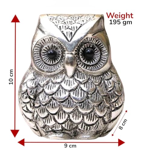 Image of Vintage Metal Owl Showpiece and Paper Weight Metal Handicraft Idol for Home Decor (Silver)