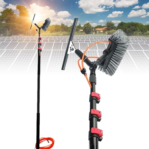 Perche télescopique de nettoyage de vitres alimentée en eau de 3 à 12m avec brosse
