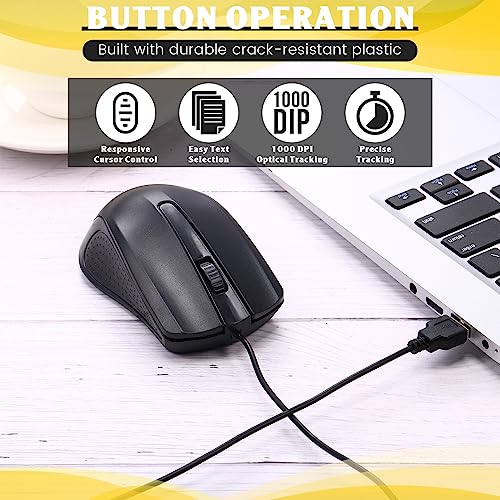 Przewodowa mysz USB - optyczna ergonomiczna mysz komputerowa z 1000 DPI, 3 przyciski, idealna do domowego biura i szkoły, Plug and Play do komputera i laptopa, zestaw 50 sztuk