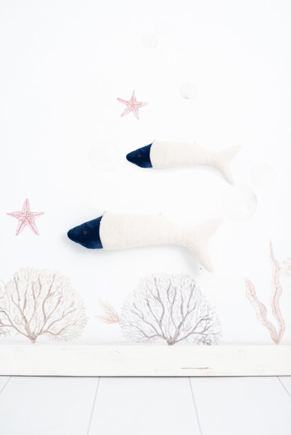 3-częściowy zestaw pluszowych pluszaków dla dzieci z formado do mantarraya azul dark y dos peces blanco