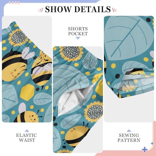 ZZXXB Bee and Leaves Boys Long Pants Soft Trousers Elastic Waist Kids Lounge Bottoms with Pockets S-XL4