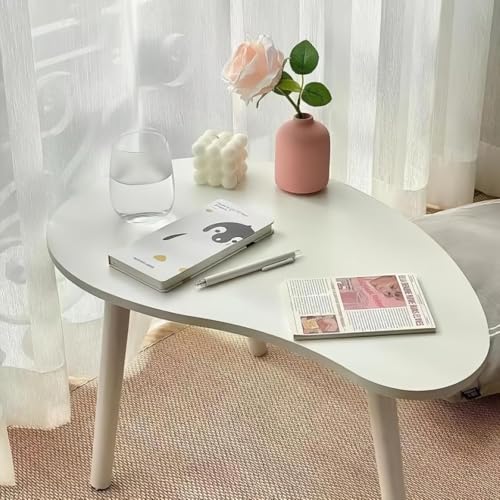 幅70×奥行40×高さ40cm 家具 ローテーブル ベッドテーブル ビーンズテーブル 豆型 天然木 センターテーブル 一人暮らし 多機能 おしゃれ コーヒーテーブル ソファテーブル パソコンデスク座卓 組立簡単 滑り止め設計 カフェ、休憩室 (B)