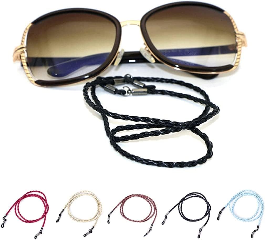 5Pcs Elegant Eyeglass Sunglass Strap-Chain- Retainer Braided, Sports Band,PU Leather for Men Women