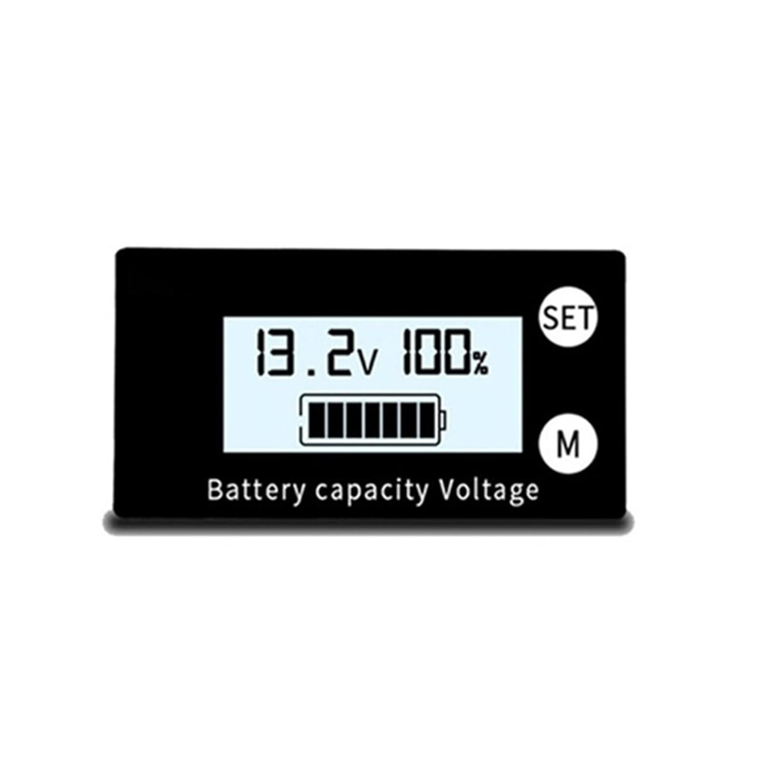 1pc Battery Capacity Indicator 8V-100V Lead Acid Lithium Life PO4 Car Motorcycle Voltmeter Voltage Gauge 12V 24V 48V 72V(White Screen)