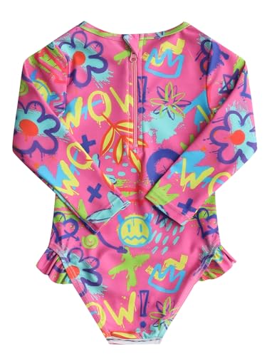 Aisyee Baby Girls One Piece Swimsuits Long Sleeve Rash Guard Swimshirts2