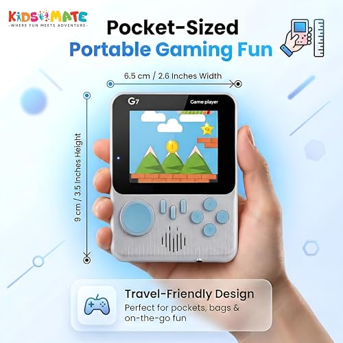 Image of Kidsmate Handheld Gaming Console Video Game for Kids with 666 Built-in Retro Games | Rechargeable Battery, Compact Design with TV Connectivity for Big Screen Play | Ideal for Fun & Learning (Grey)