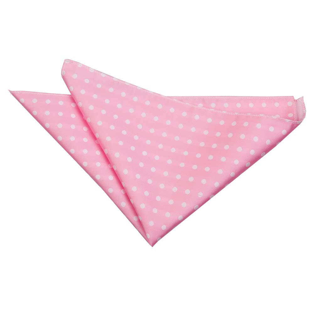 DQT Men Pink Solid Plain Stripe Floral Paisley Polka Dot Pocket Square - Polka Dot Classic Pink