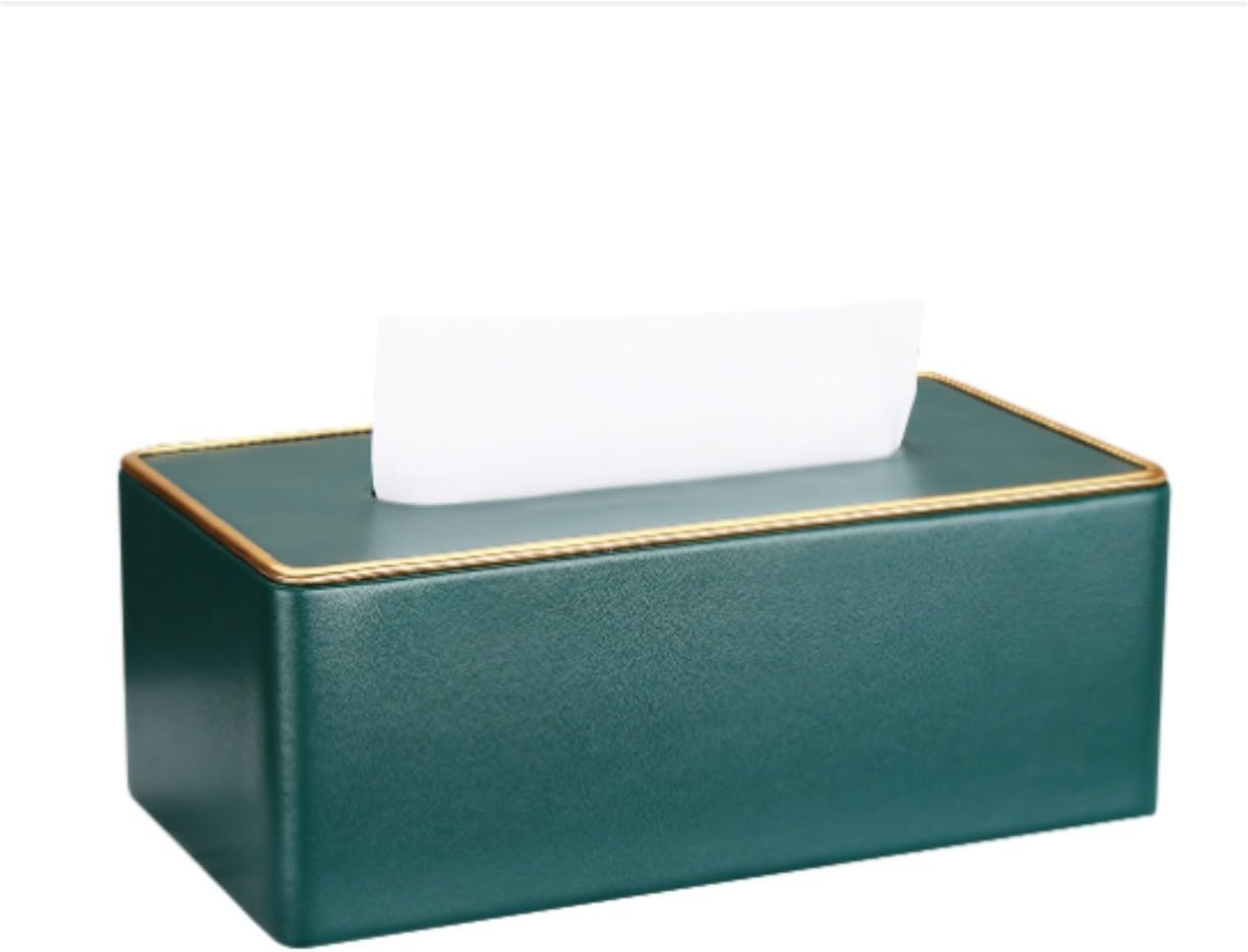 Tissue Box Cover Tissue Box Holder Gold Trim Decorative Tissue Box Holder Bedroom Decor Napkin Holder Home Office Car Tissue Box Cover for Bathroom Room Office Car ( Color : Dark green , Size : 25*13.