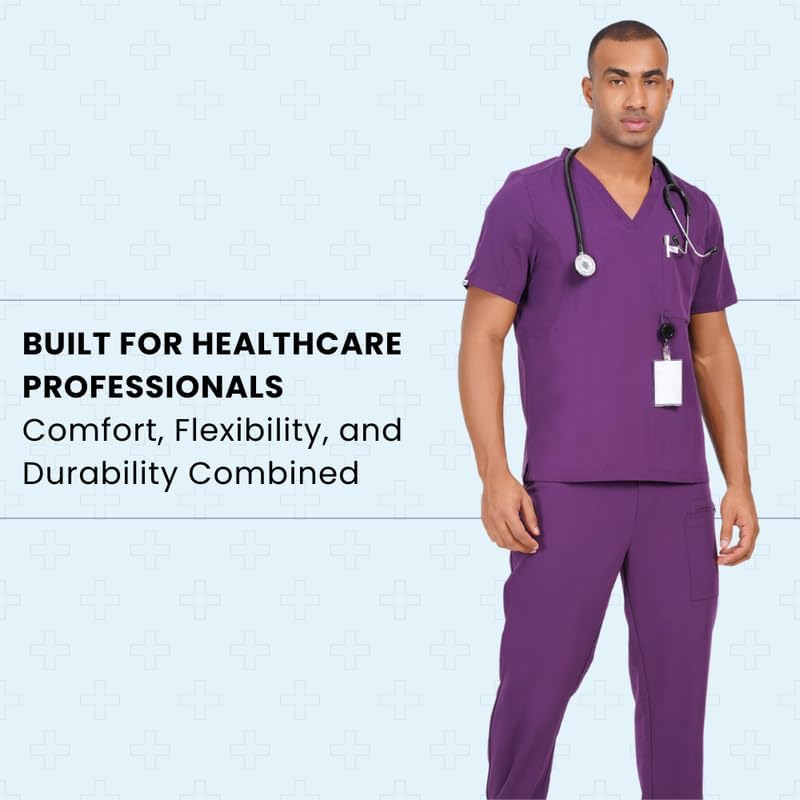 MIKAL Super Soft Bottom Scrub for Men, SEMI-Slim FIT W/4 Pockets Four-Way Stretch Anti-Wrinkle Medical/Health Care Uniform