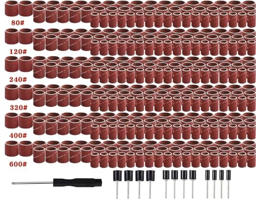 Drum Sander Set 337 Pieces Sanding Drums kit with 1/8 Shank Mandrel for Dremel Rotary Tools 80/120/240/320/400/600 Grit