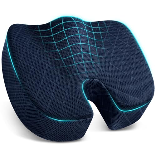 Image of TushGuard Seat Cushion - for Office Chair, Car Seat, Airplane, Bleacher - Sciatica & Coccyx Pain Relief Desk Chair Cushion for Long Sitting Office Workers, Car Drivers(Blue, XXX-Large)