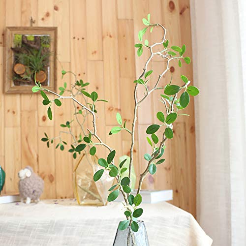 Ollain 43" Artificial Greenery Stems Plants Faux Leaf Green Eucalytus Branches Ficus Twig Fern Fake Green Bushes Shrubs For Home Party Wedding Decoration (4 Pack) #TOP3