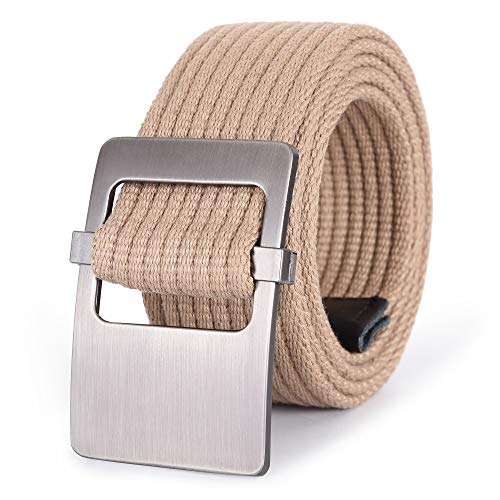 Mile High Life Nylon Webbing Belt for Men Adjustable Canvas Belt With Plain Metal Buckle