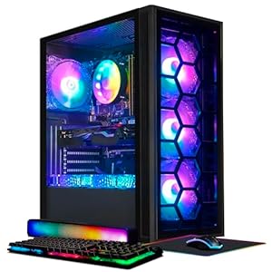 STGAubron Gaming Desktop PC, GeForce GTX 1660 Super 6G GDDR6, Intel Core i7 3.4G up to 3.9G, 32G RAM, 1T SSD, 600M WiFi, BT 5.0, RGB Fan x 6, RGB Mouse Pad, RGB BT Sound Bar, Windows 10 Home