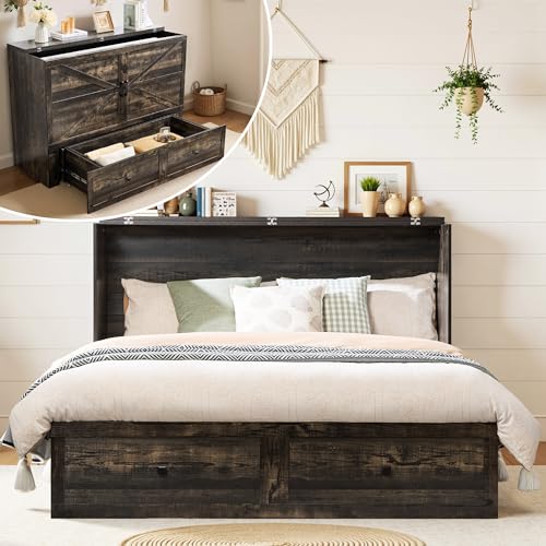 Queen Murphy Bed with Storage and Charging Station