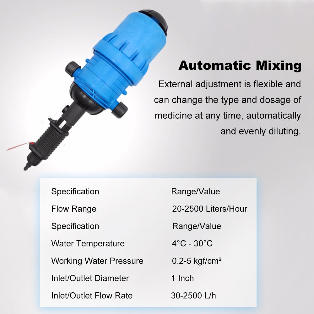 Gavigain Automatic Chemical Blender, Adjustable Dosing System, Efficient Air Release Valve, Versatile Chemical Mixer for, Horticulture, and Industrial Use (0.2-2%)