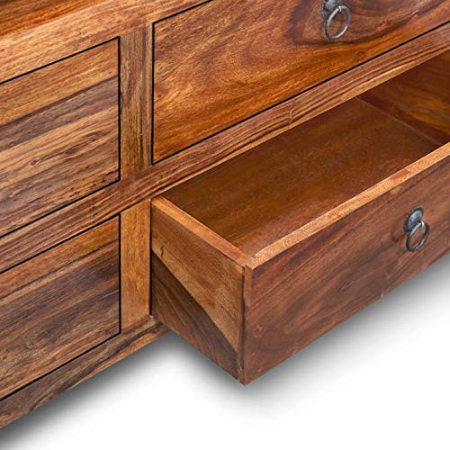 Image of COBRA CRAFT Sheesham Wood Multipurpose Tv Stand, TV Unit Cabinet, Wood tv Unit for Living Room with 5 Drawer and 2 Top Shelf Tv Stand for Living Room