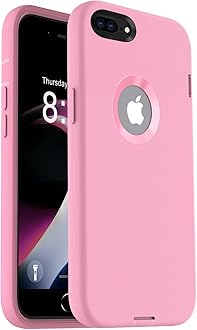 ORIbox for iPhone 8 Plus Case for iPhone 7 Plus Pink, [10 FT Military Grade Drop Protection], The Liquid Silicone Heavy Duty Shockproof Anti-Fall Case for iPhone 8 Plus/7 Plus,5.5 inch, Pink