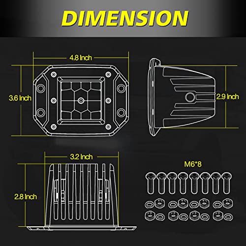 Image of Flush Mount LED Pods, 2pcs 84W Flush Mount LED Bumper Fog Lights Spot Beam Backup Reverse Lights Off Road Driving Light for Trucks Pickup UTV ATV Boat