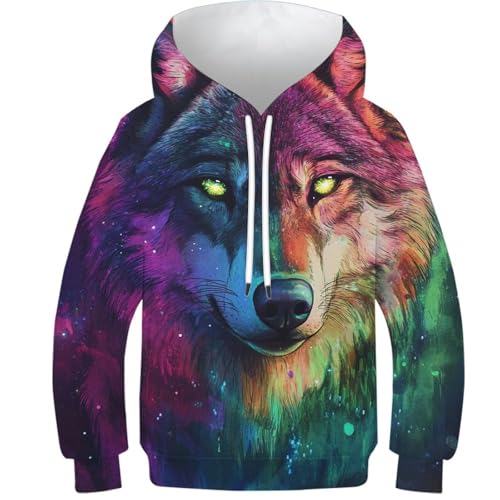 Sweat-shirt à capuche loup galaxie 3D une idée cadeau originale pour ado de 10-12 ans