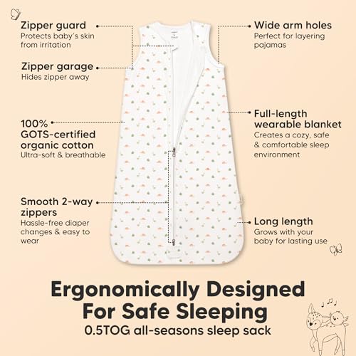 Image of 2-Pack Baby Sleep Sacks, Zipper Wearable Blanket - 100% Organic Cotton 0.5TOG, Soft Lightweight Toddler Sleeping Sack 6-12 months, Easy to Wear Newborn Swaddles Sleepsack (Roarsome, M)