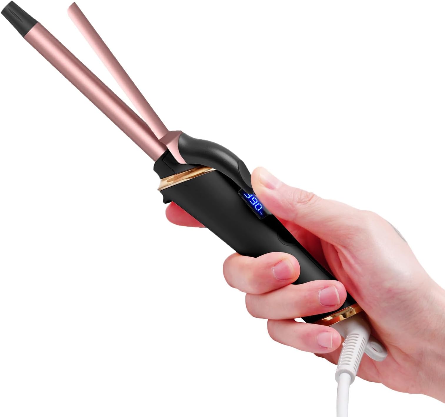 UKLISSMini Curling Iron for Short Hair - Dual Voltage (110-240V) Travel Hair Curler, 5 Heat Settings, Auto-Off, Travel Size Small Curling Iron, (1/2 Inch) (Black, 1/2 Inch)