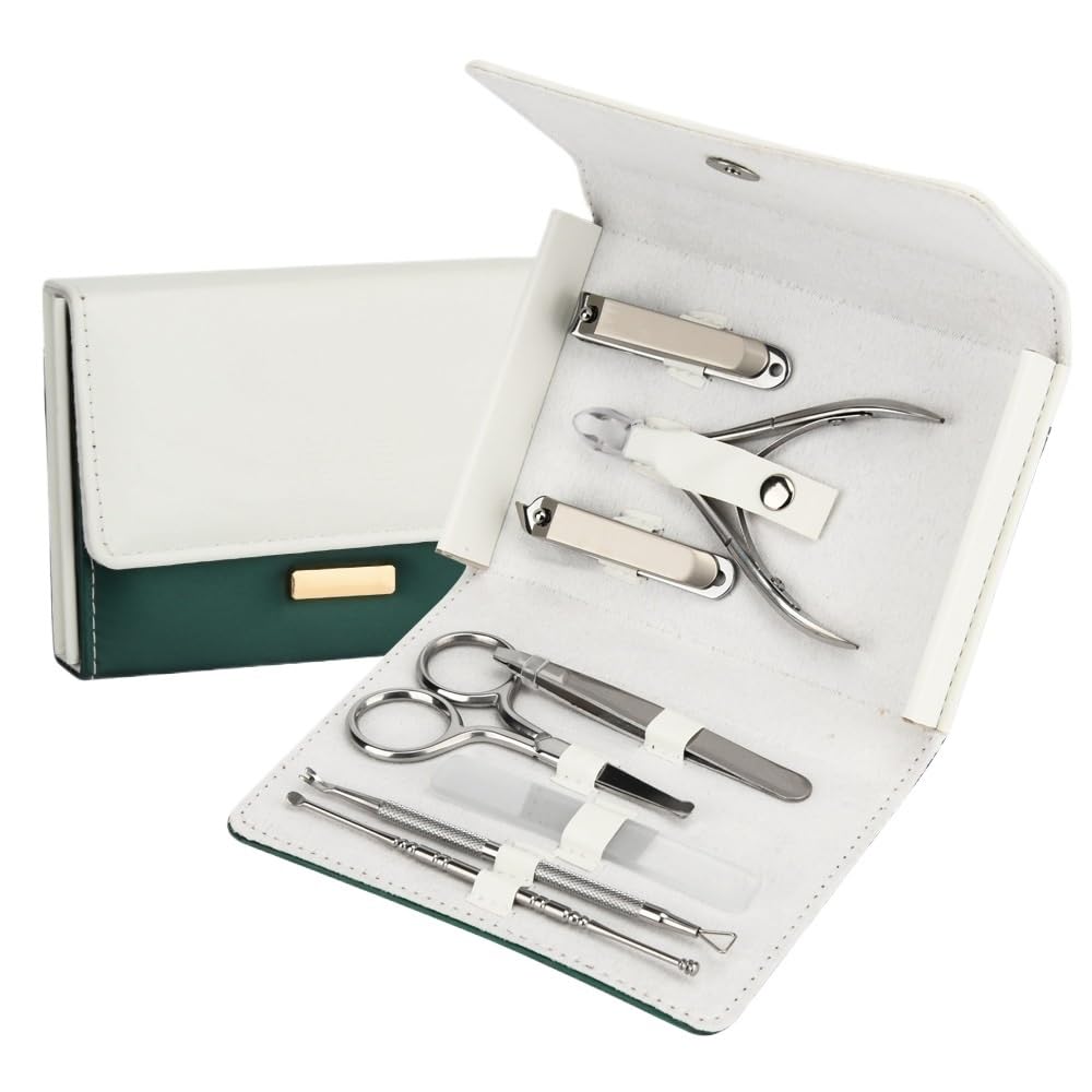 SaryEdge Portable Nail Clipper Set of 8 Foot Trimming Tools Nail Files Manicure Set,Green-30.5 * 14.5cm,Green-30.5 * 14.5cm