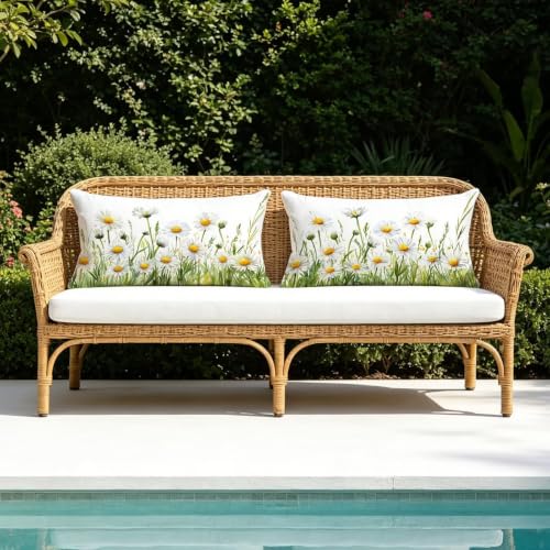 Housse coussin extérieur 50x80 imperméable lot de 2 en lin résistant aux intempéries - 6