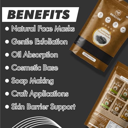 Image of BRALCON Activated Charcoal Powder - 100gm for Face and Skin, Chemical Free - Deep Cleansing Face Mask for Blackhead Removal and Skin Detoxification